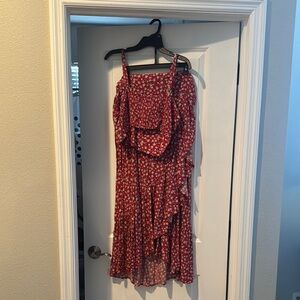 Floral Red Two Piece Set